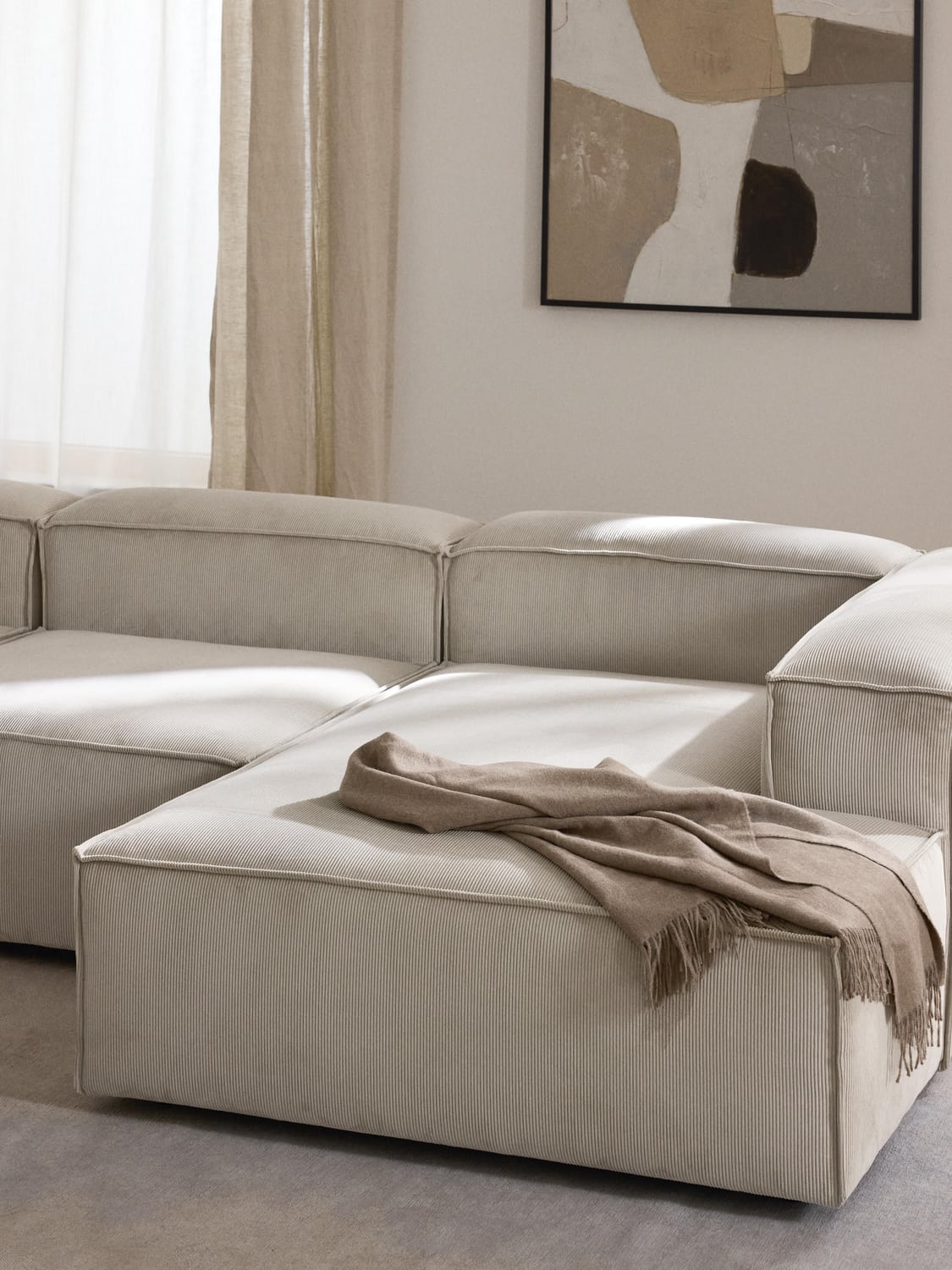 Lennon Ottoman Corner Module in Corduroy — Oatmeal