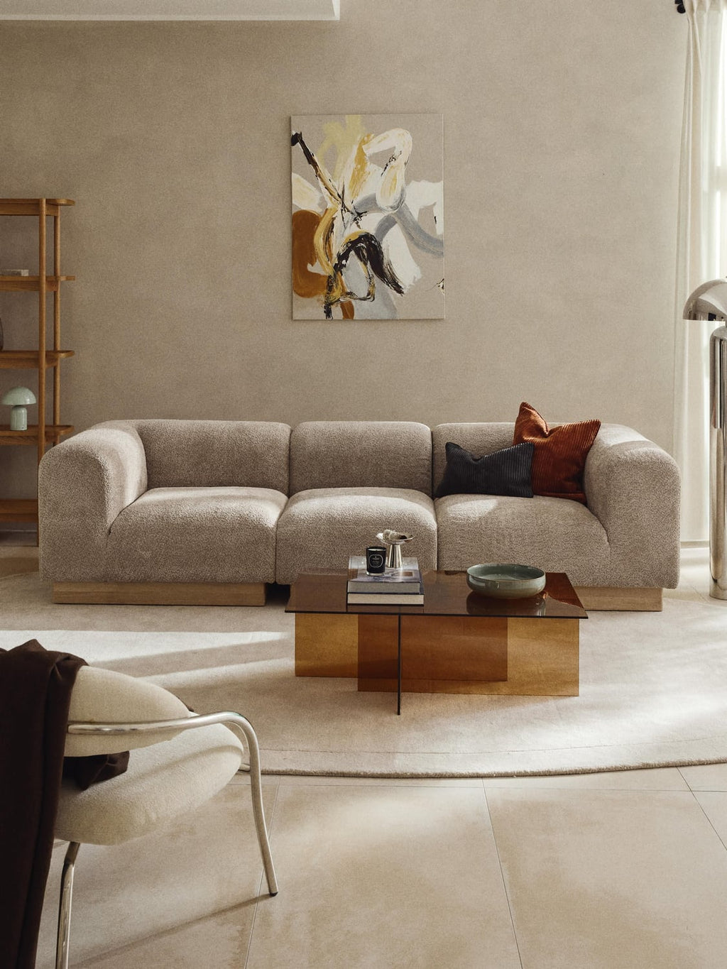 Natalie Modular Sofa (3-seater) in Teddy Bouclé — Sand