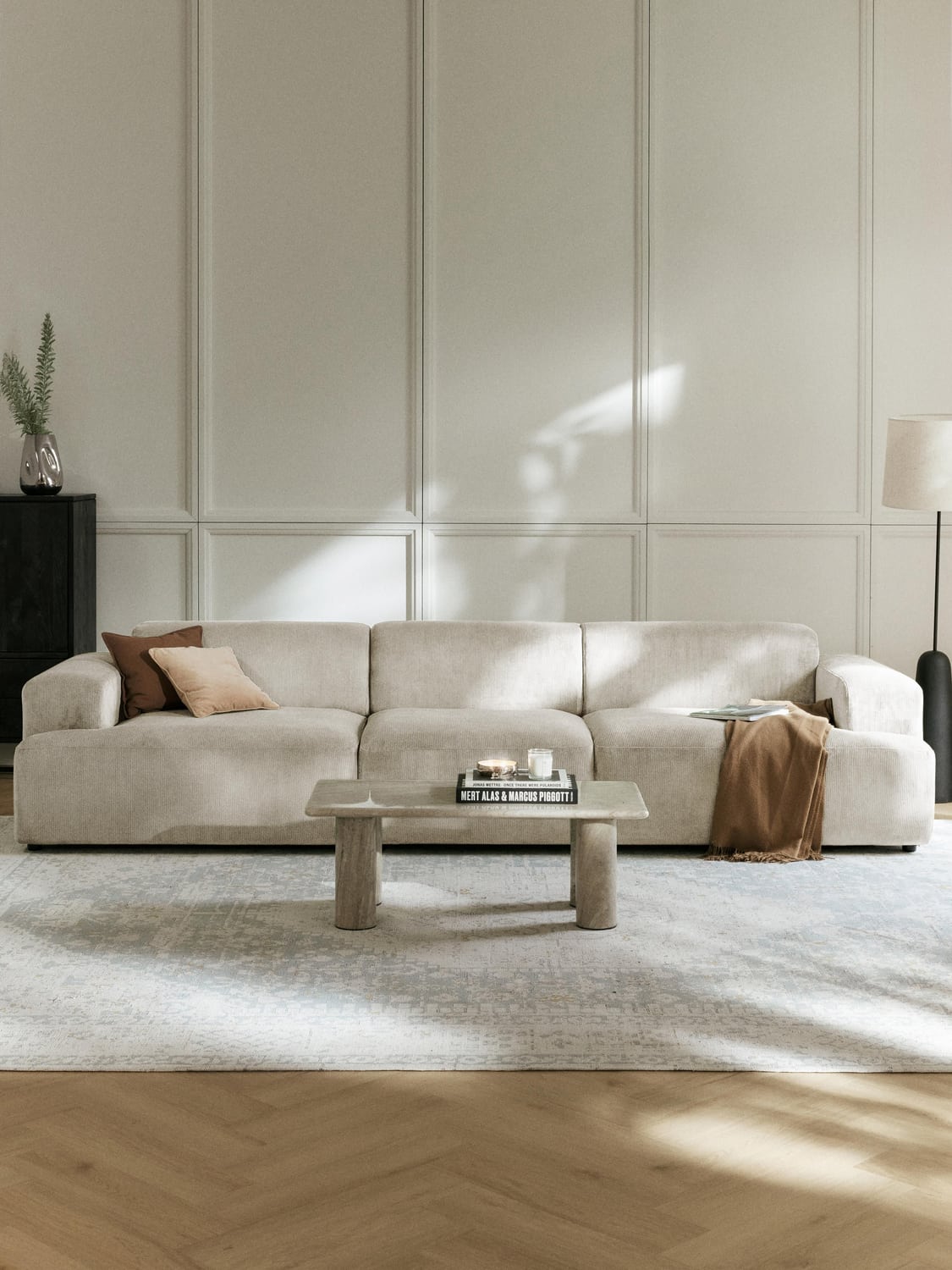 Melva Corduroy-Sofa (4-seater) — Oatmeal