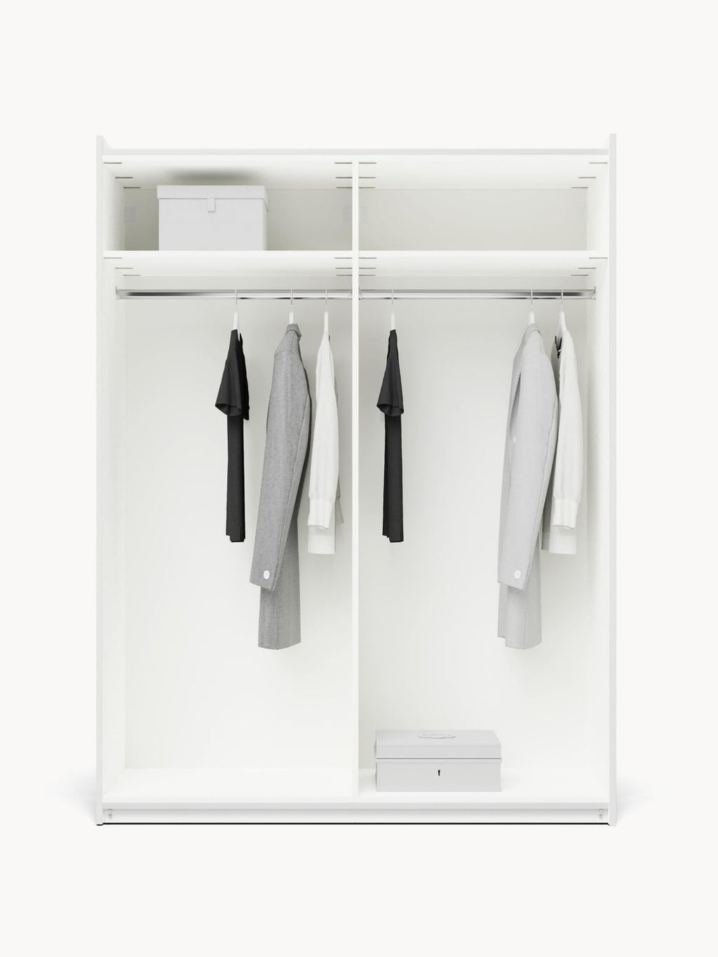 Leon Modular Sliding-Door Wardrobe, 150 cm Width, in various sizes — Off-White