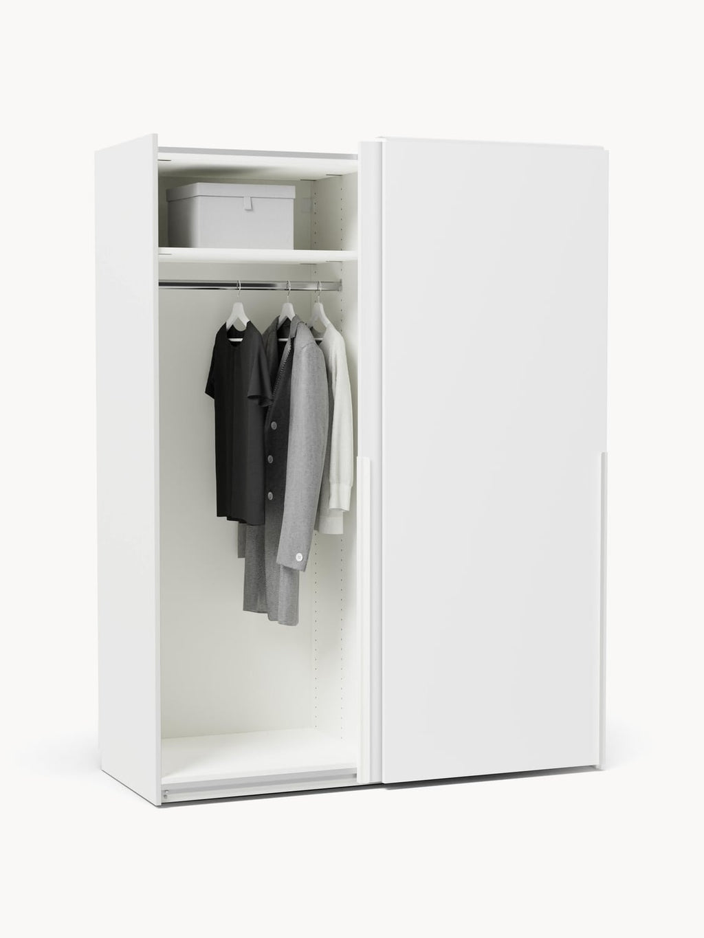 Leon Modular Sliding-Door Wardrobe, 150 cm Width, in various sizes — Off-White