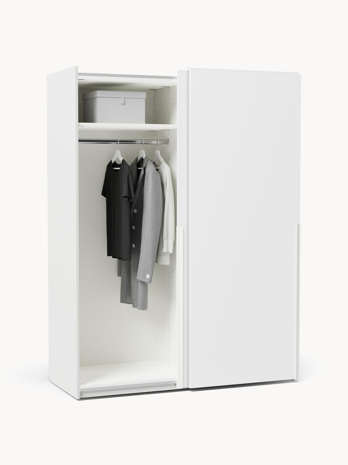 Leon Modular Sliding-Door Wardrobe, 150 cm Width, in various sizes — Off-White