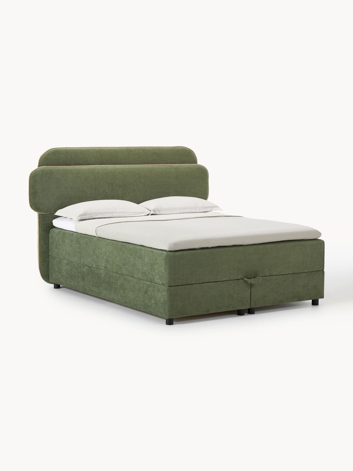 Enrica Box-Spring Bed with Storage — Taupe