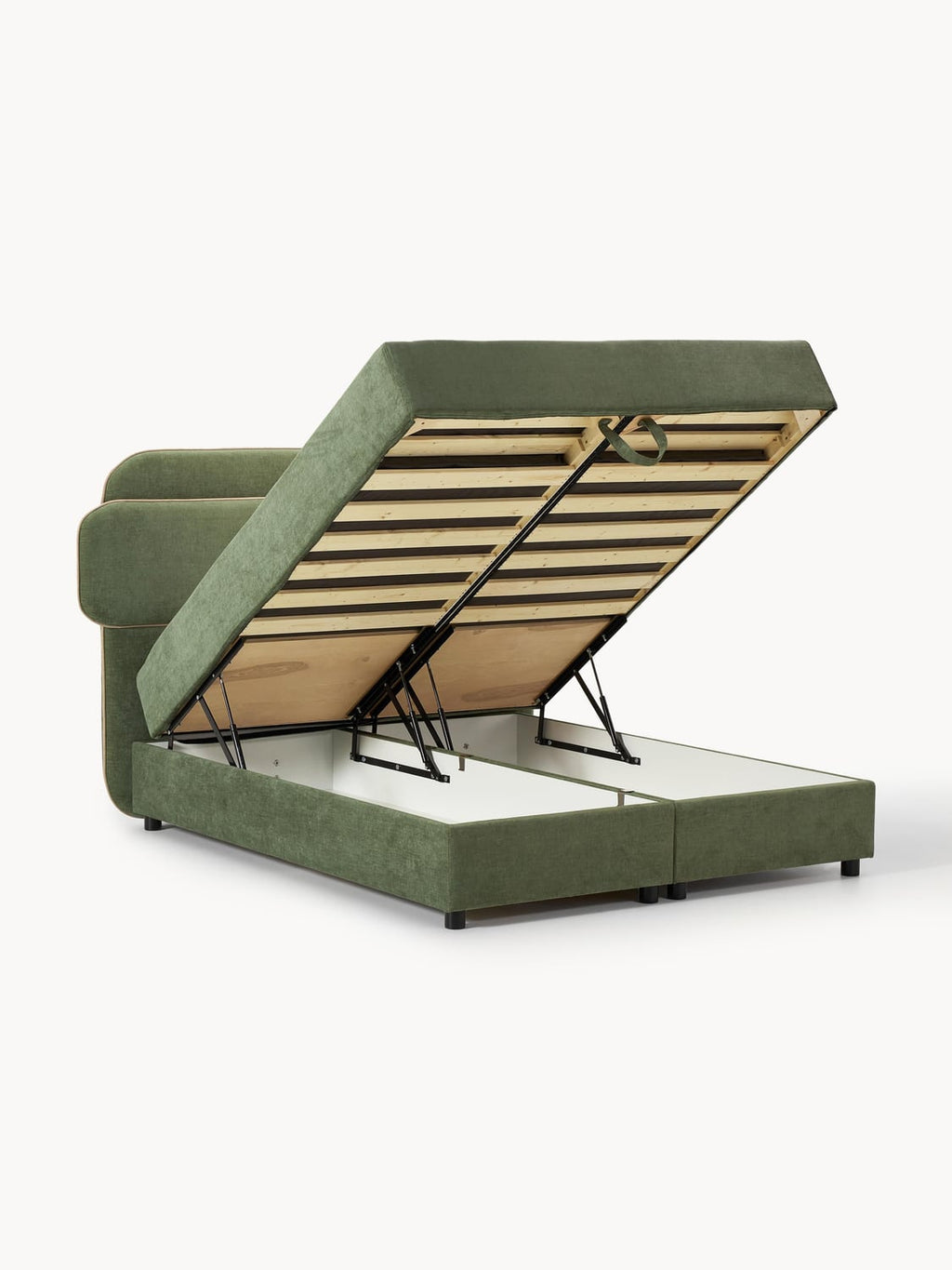 Enrica Box-Spring Bed with Storage — Taupe