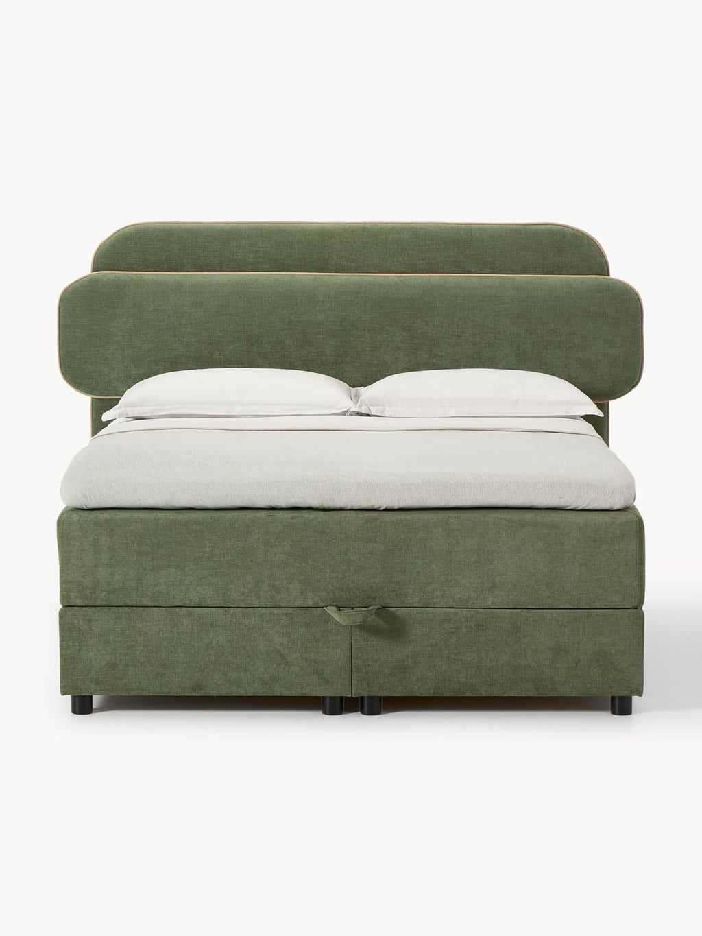 Enrica Box-Spring Bed with Storage — Taupe
