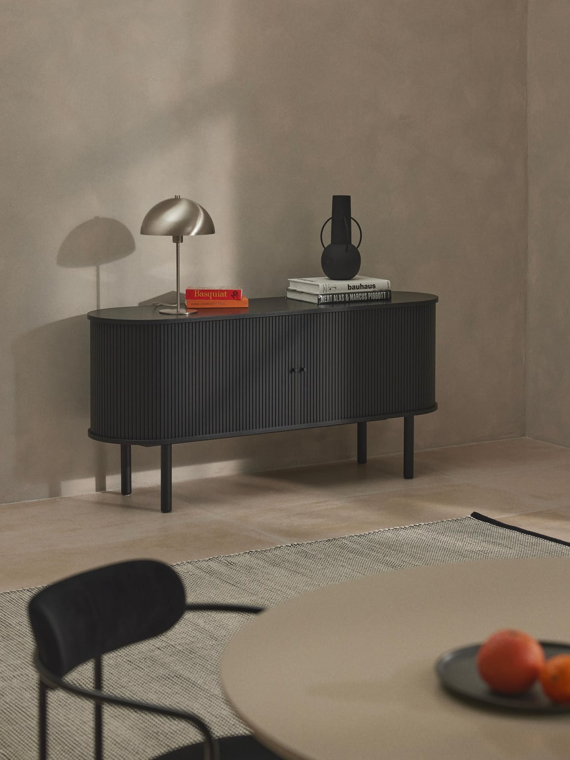 Calary Sideboard with Fluted Front — Dark Grey
