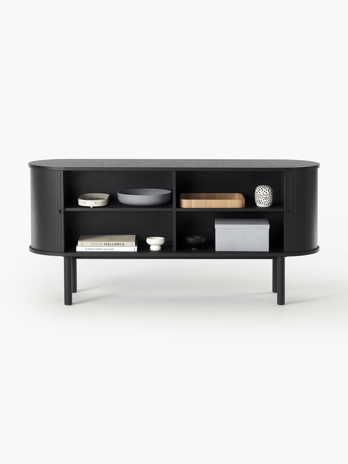 Calary Sideboard with Fluted Front — Dark Grey