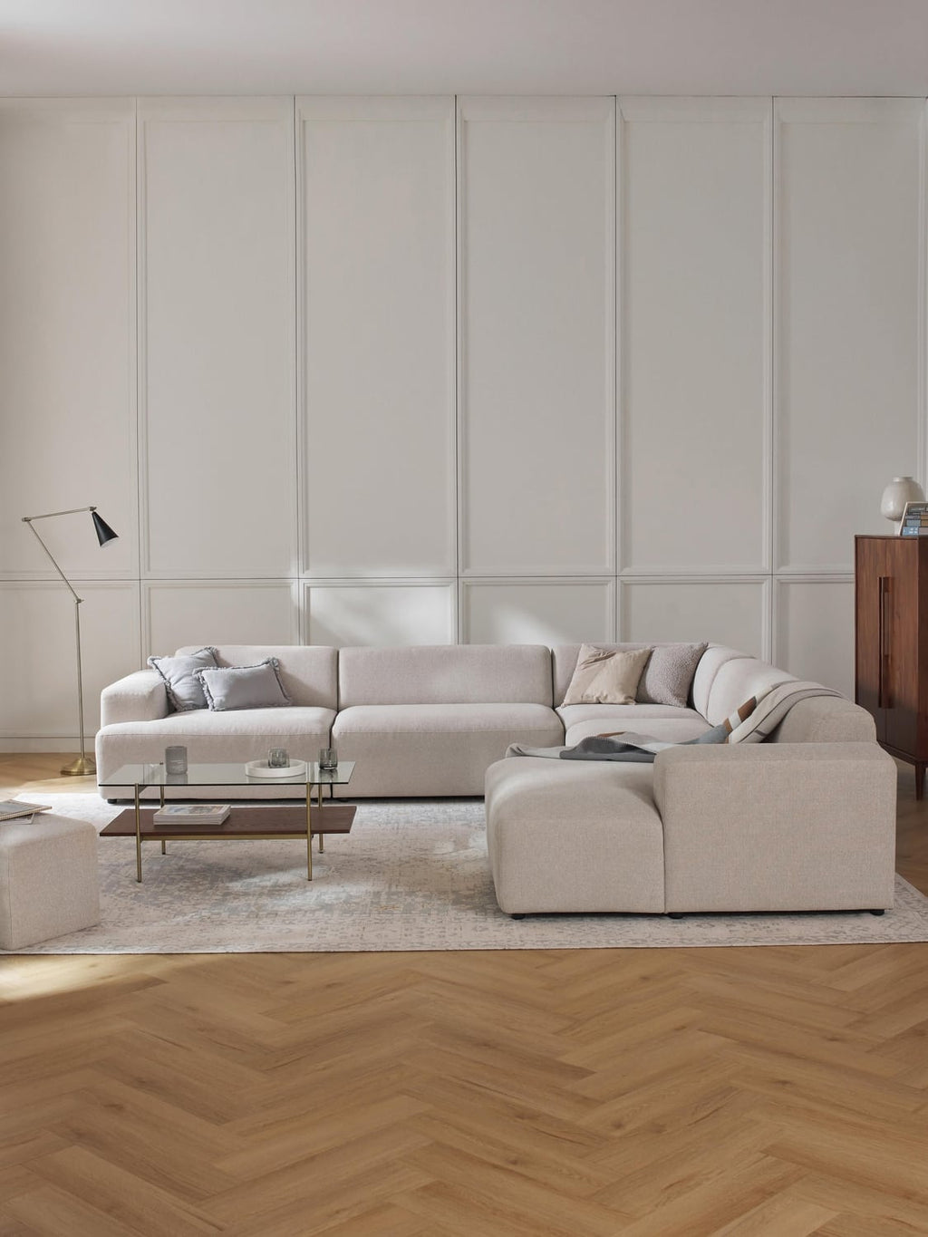 Melva XL Corner Sofa — Light Grey
