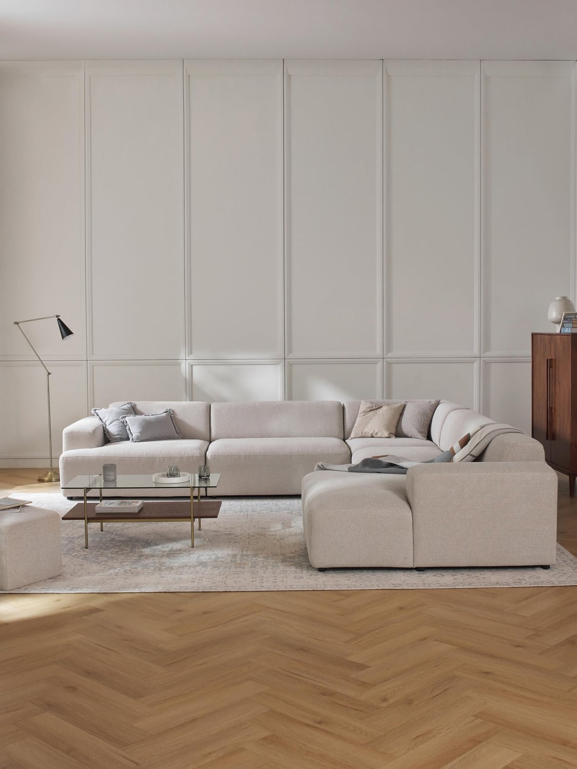 Melva XL Corner Sofa — Light Grey