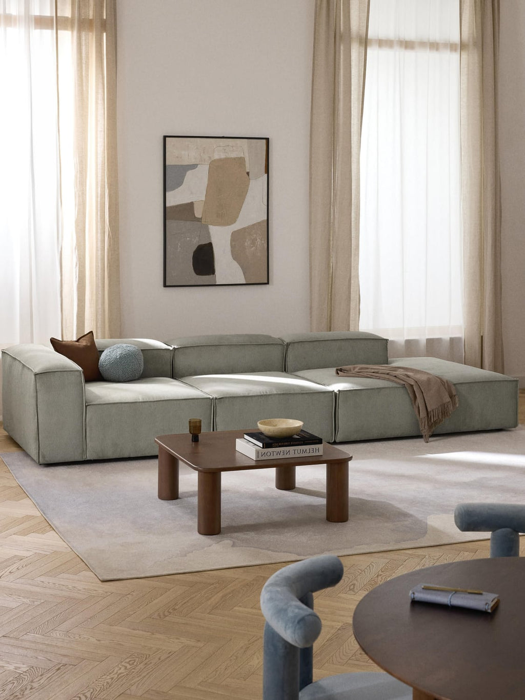 Lennon Modular XL Ottoman in Corduroy — Warm Grey