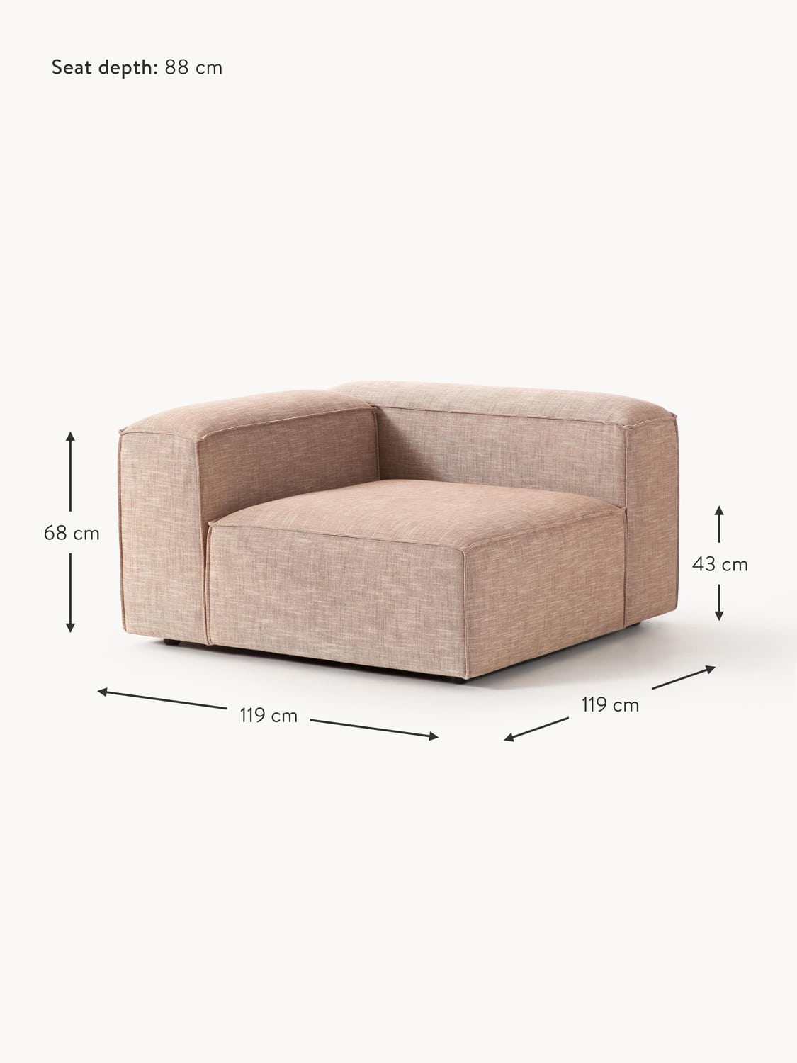 Lennon Corner Module in Linen Blend — Warm Grey