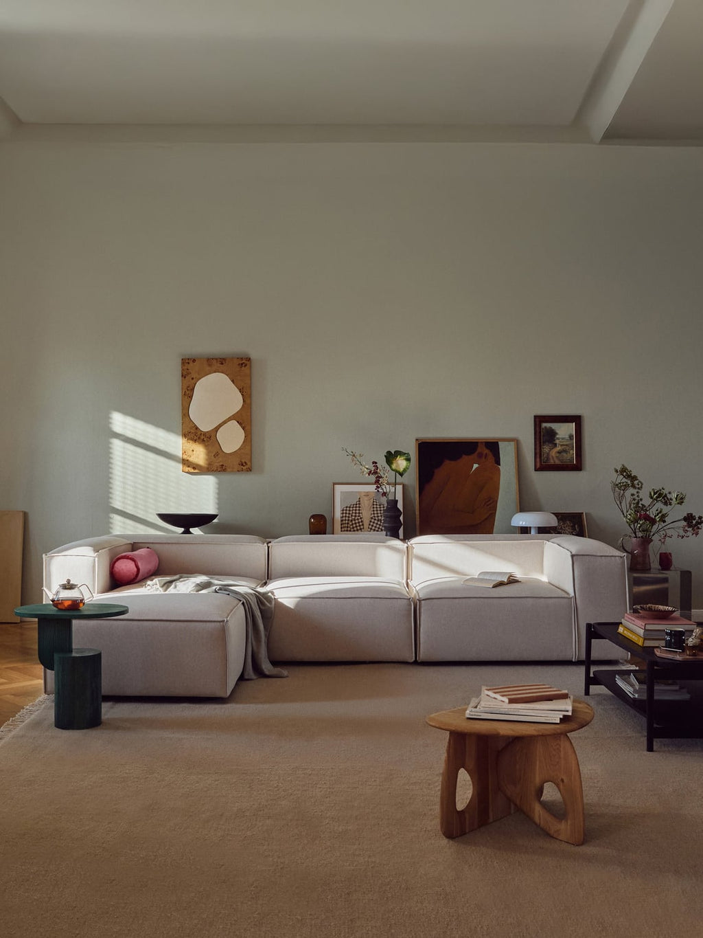 Lennon Modular Sofa (4-seater) with Ottoman (left/right) — Light Grey