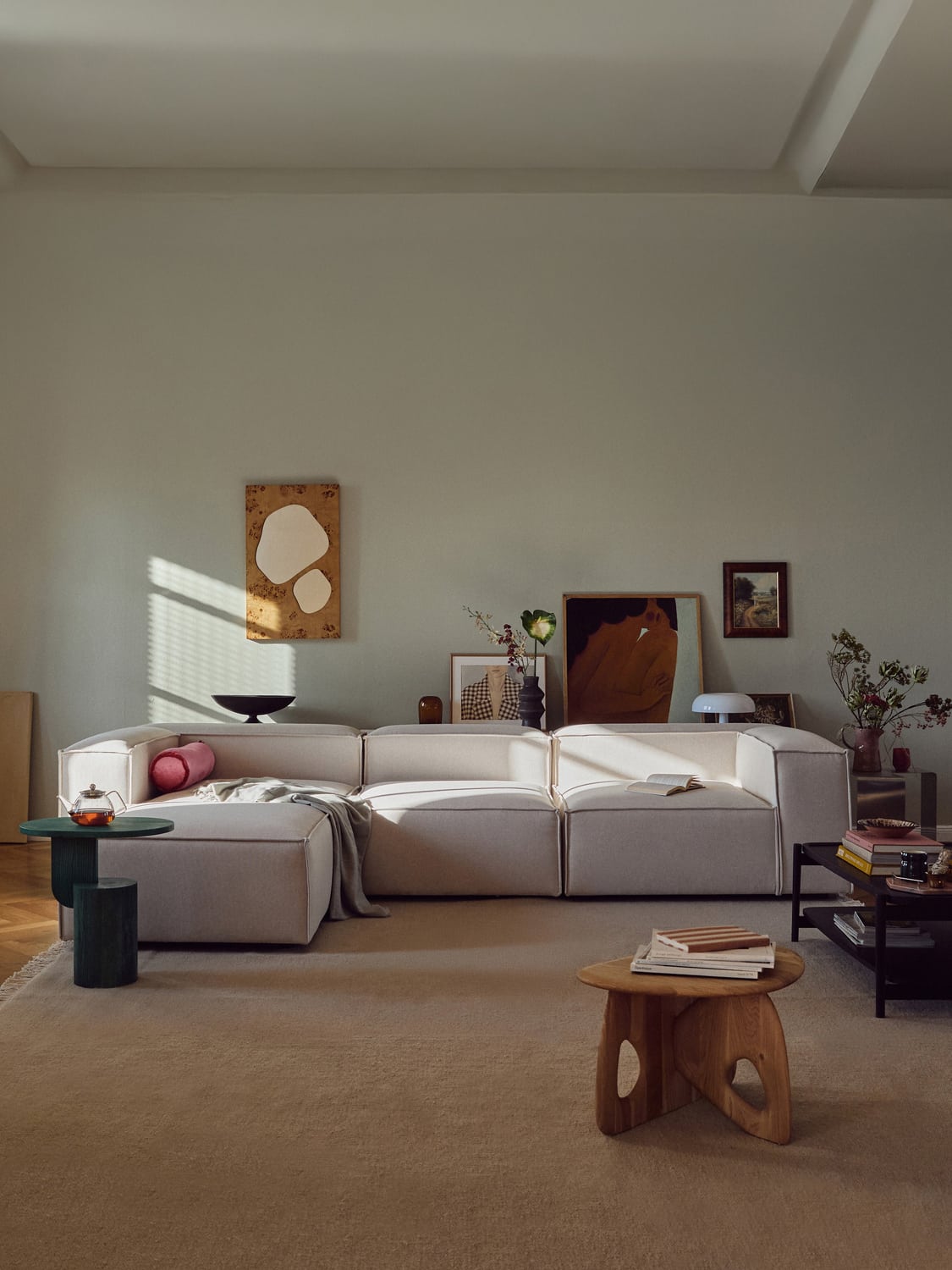 Lennon Modular Sofa (4-seater) with Ottoman (left/right) — Light Grey