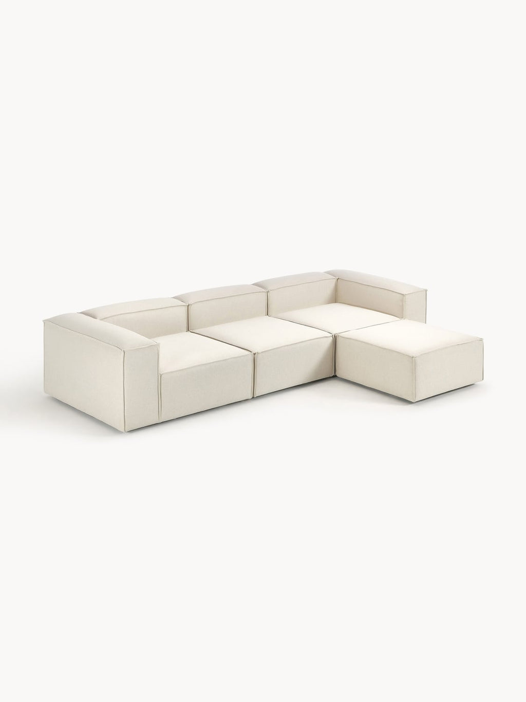 Lennon Modular Sofa (4-seater) with Ottoman (left/right) — Light Grey