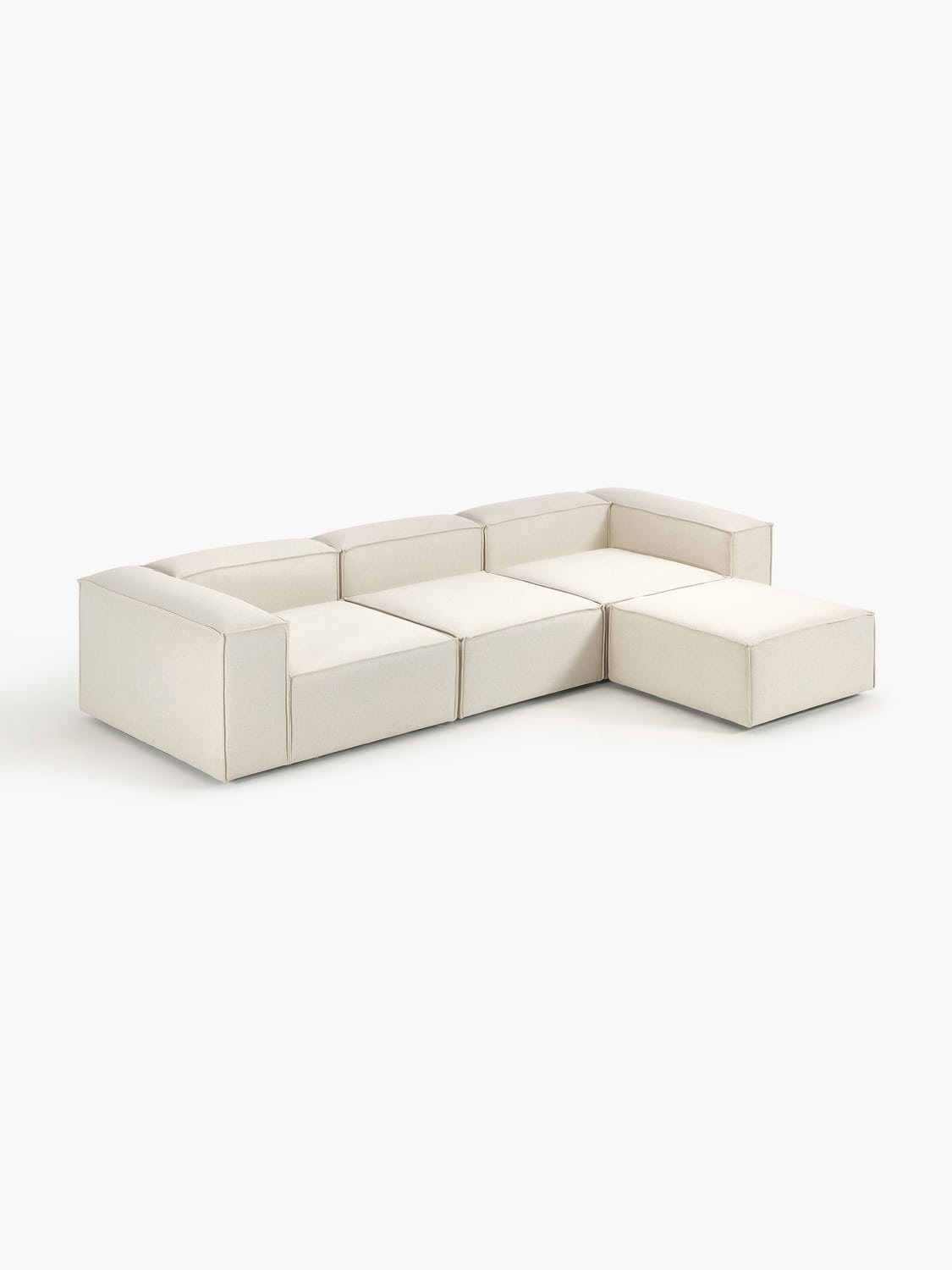 Lennon Modular Sofa (4-seater) with Ottoman (left/right) — Light Grey