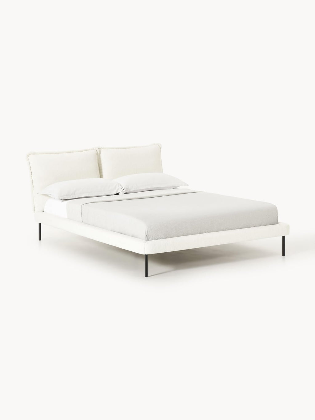 Amelia Upholstered Bed in Teddy Bouclé — Off-White