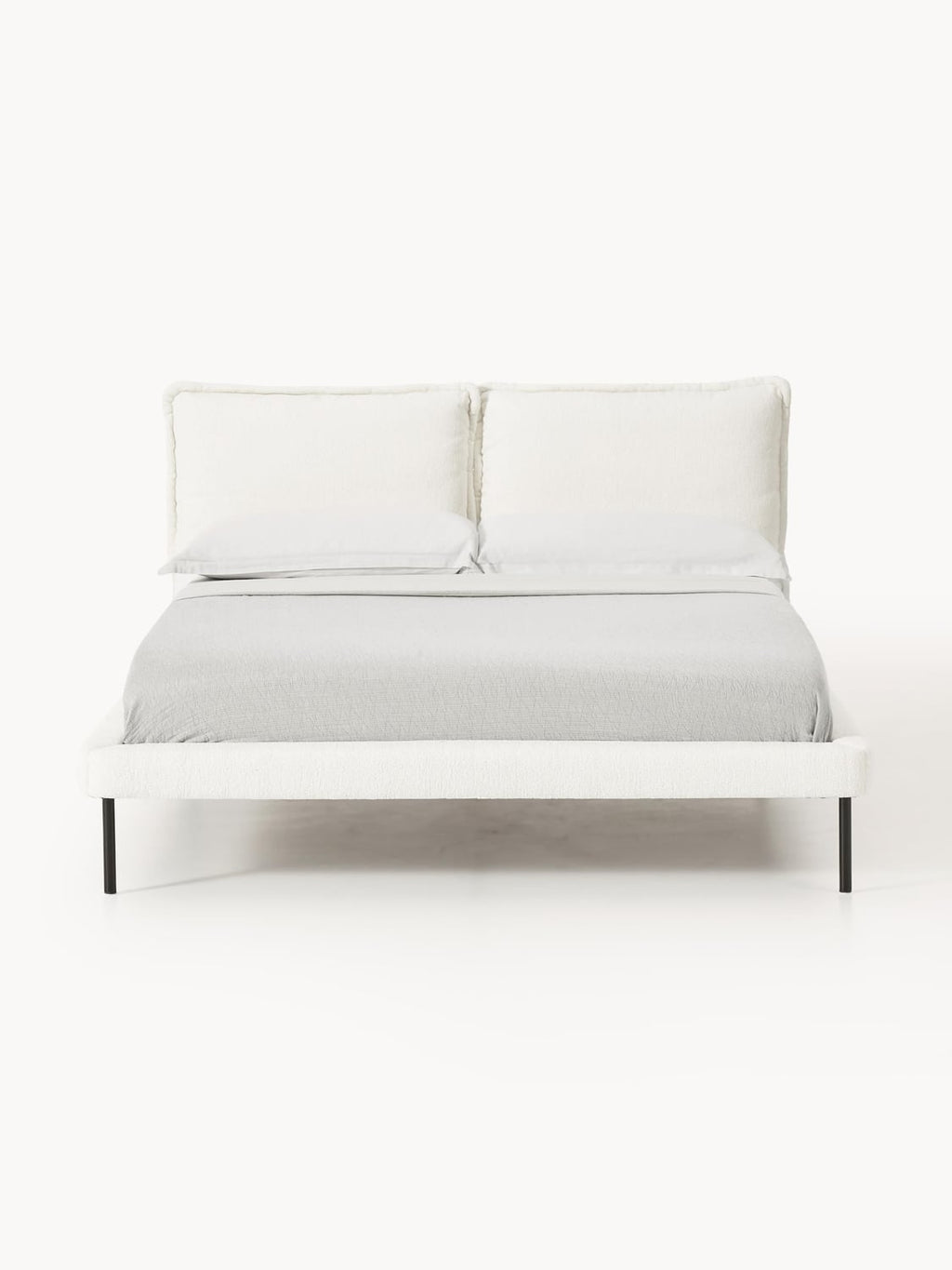 Amelia Upholstered Bed in Teddy Bouclé — Off-White