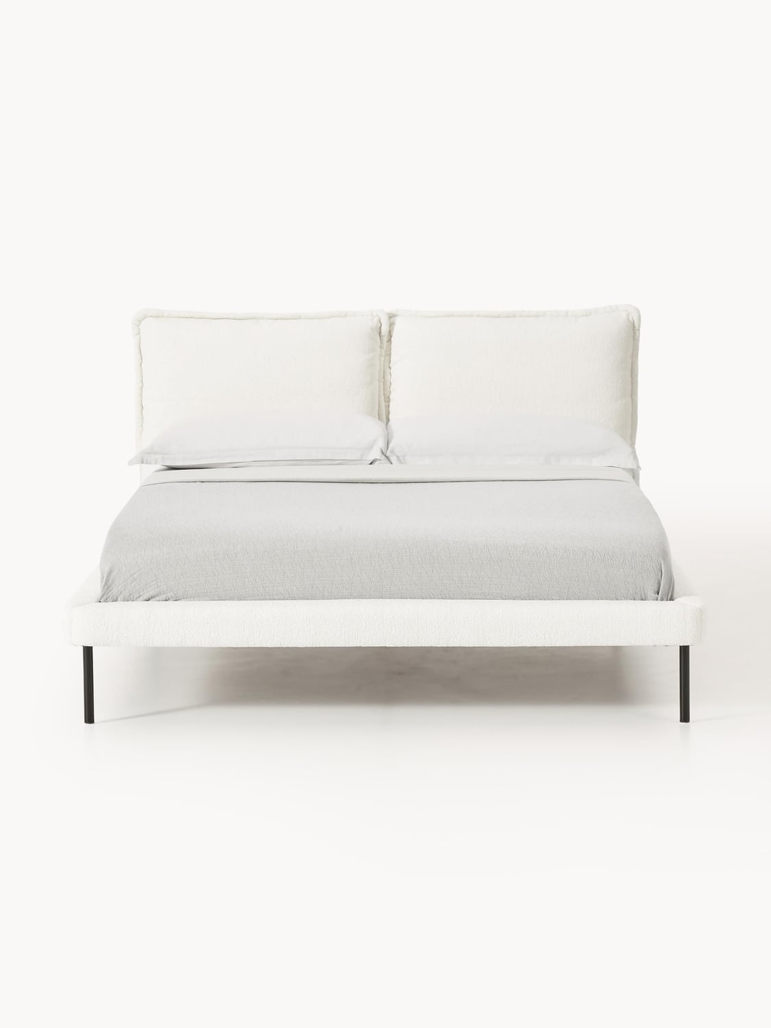 Amelia Upholstered Bed in Teddy Bouclé — Off-White