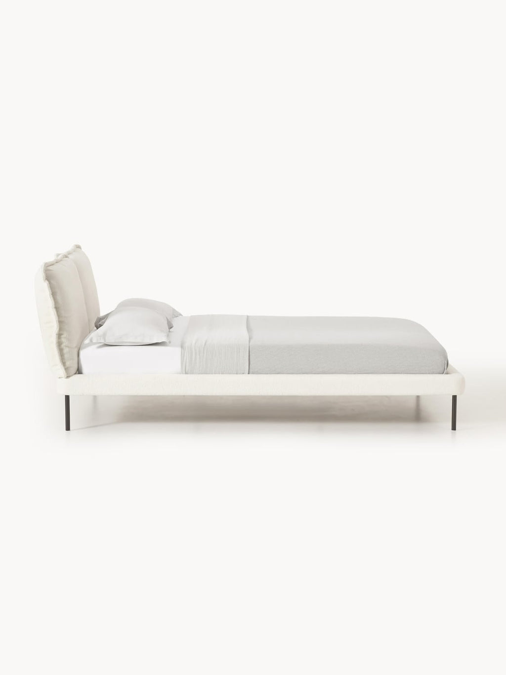 Amelia Upholstered Bed in Teddy Bouclé — Off-White