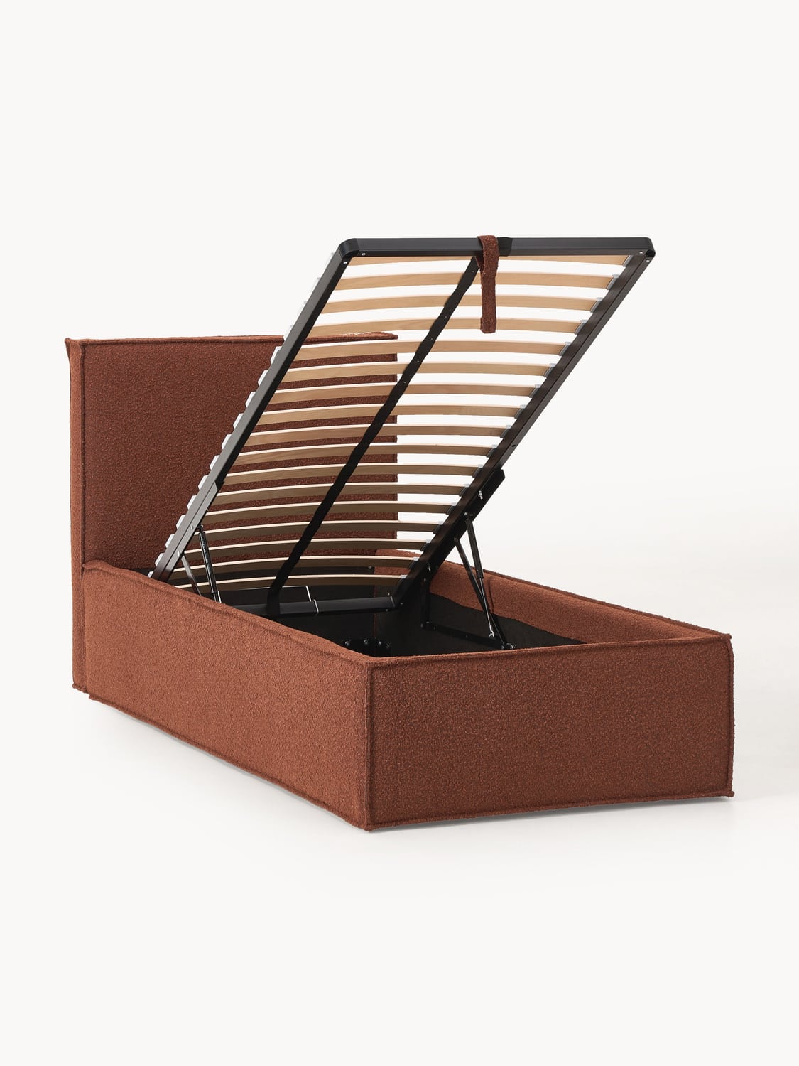 Dream Bouclé-Single Bed with Storage — Taupe