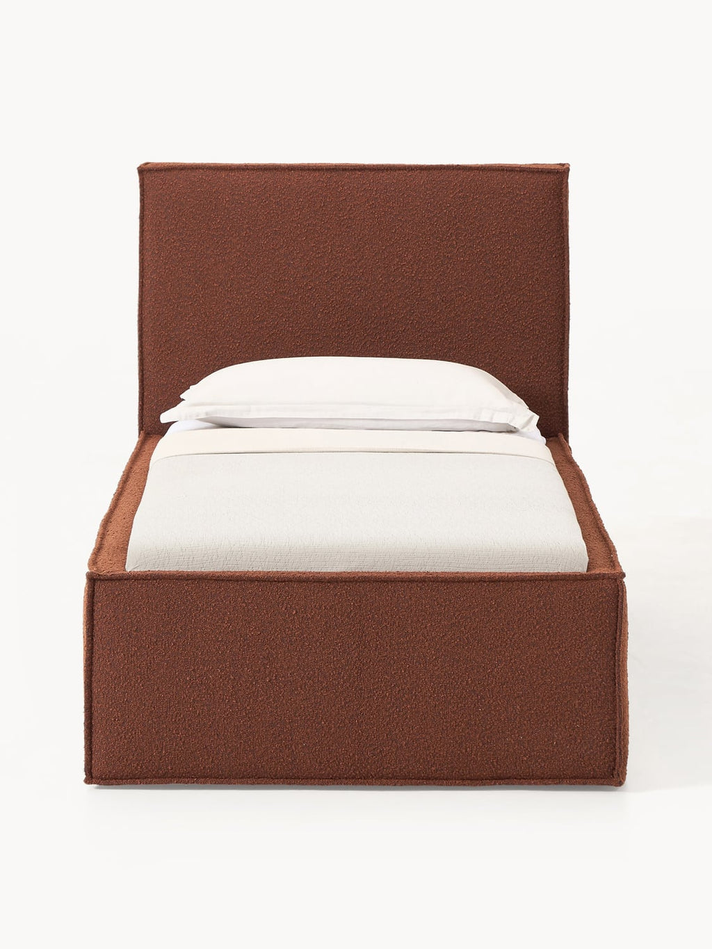 Dream Bouclé-Single Bed with Storage — Taupe
