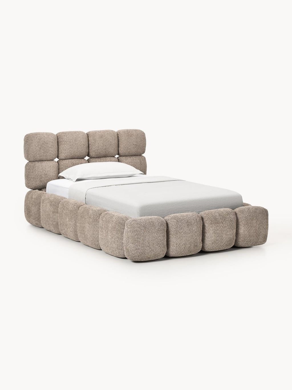 Tayla Single Bed in Teddy Bouclé — Oatmeal