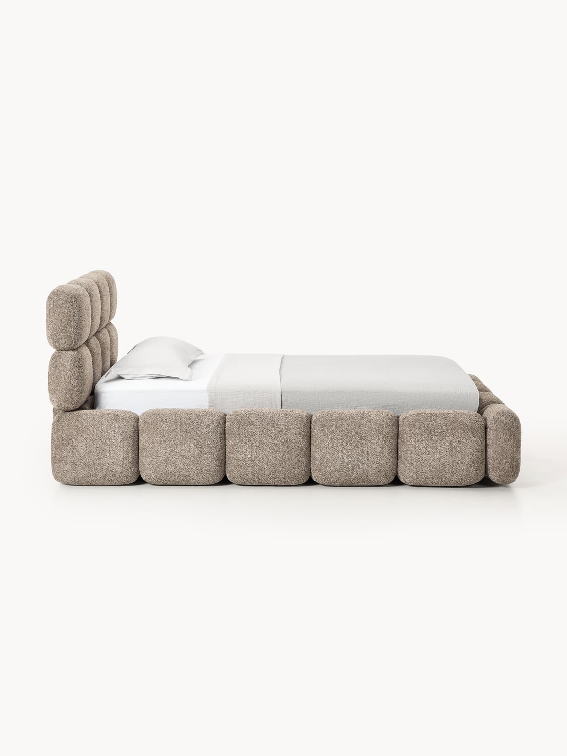 Tayla Single Bed in Teddy Bouclé — Oatmeal