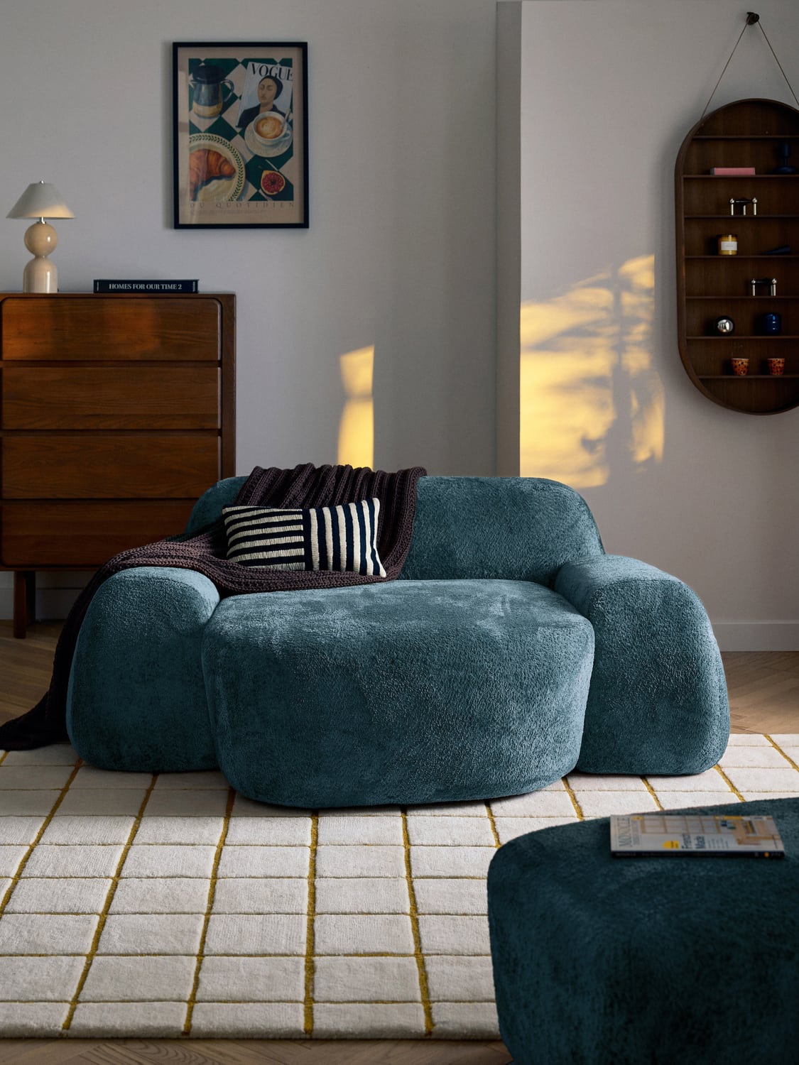 Wolke XL Lounge Chair in Teddy Bouclé — Teal