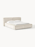 Lennon Upholstered Bed in Corduroy with Storage — Light Grey