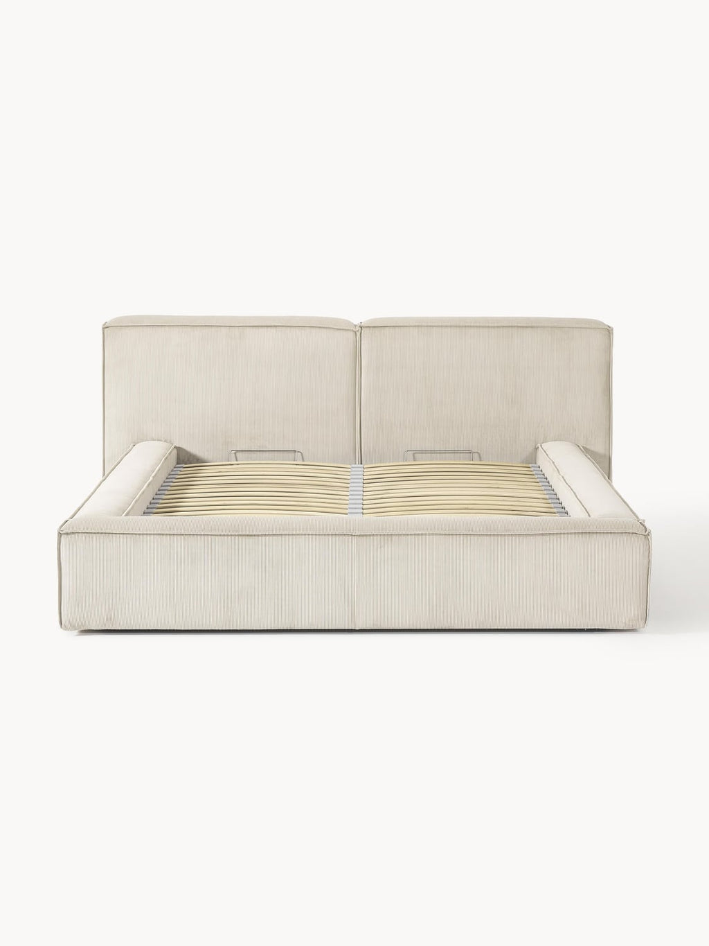 Lennon Upholstered Bed in Corduroy with Storage — Light Grey