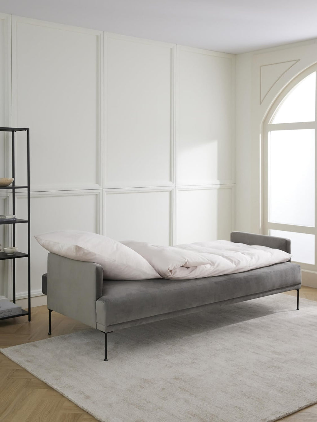 Fluente Velvet-Sofa Bed (3-seater) — Grey