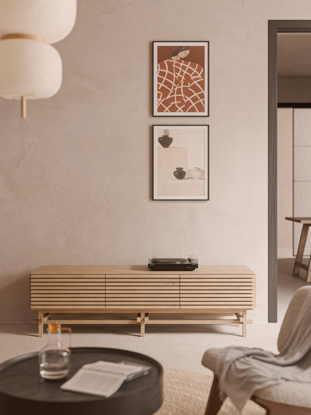 Pierce Small Lowboard in Oak — Taupe