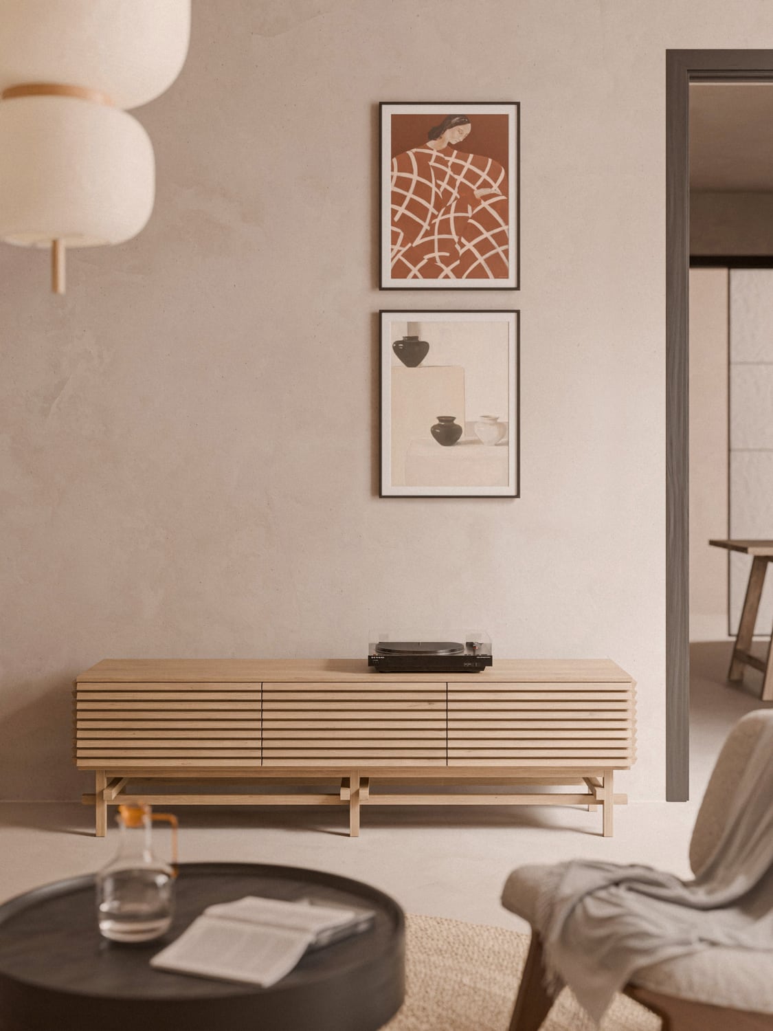 Pierce Small Lowboard in Oak — Taupe