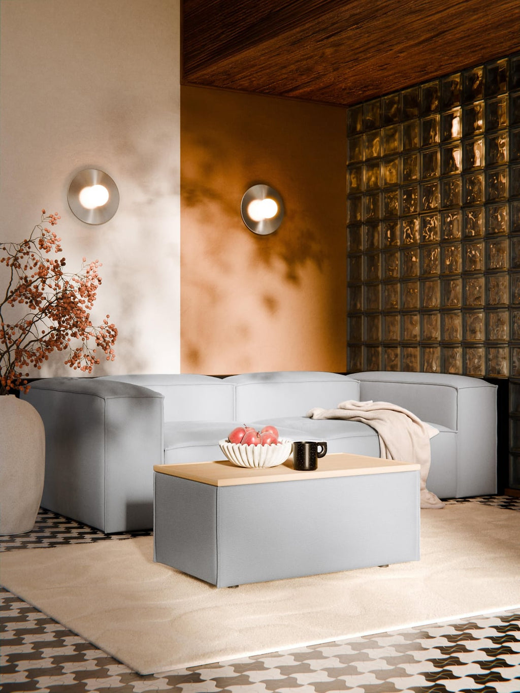 Lennon Sofa Ottoman with Storage — Oatmeal