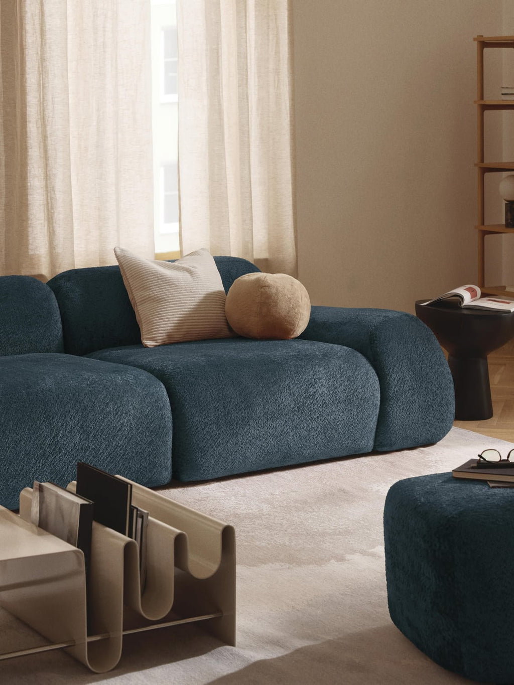 Wolke Teddy Bouclé Corner Module — Teal