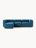 Lena Modular Velvet-Sofa (4-seater) with Ottoman (left/right) — Petrol