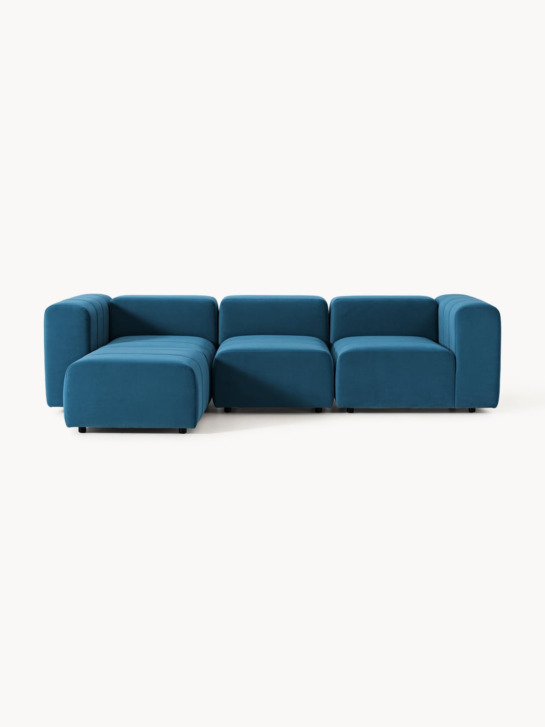 Lena Modular Velvet-Sofa (4-seater) with Ottoman (left/right) — Petrol