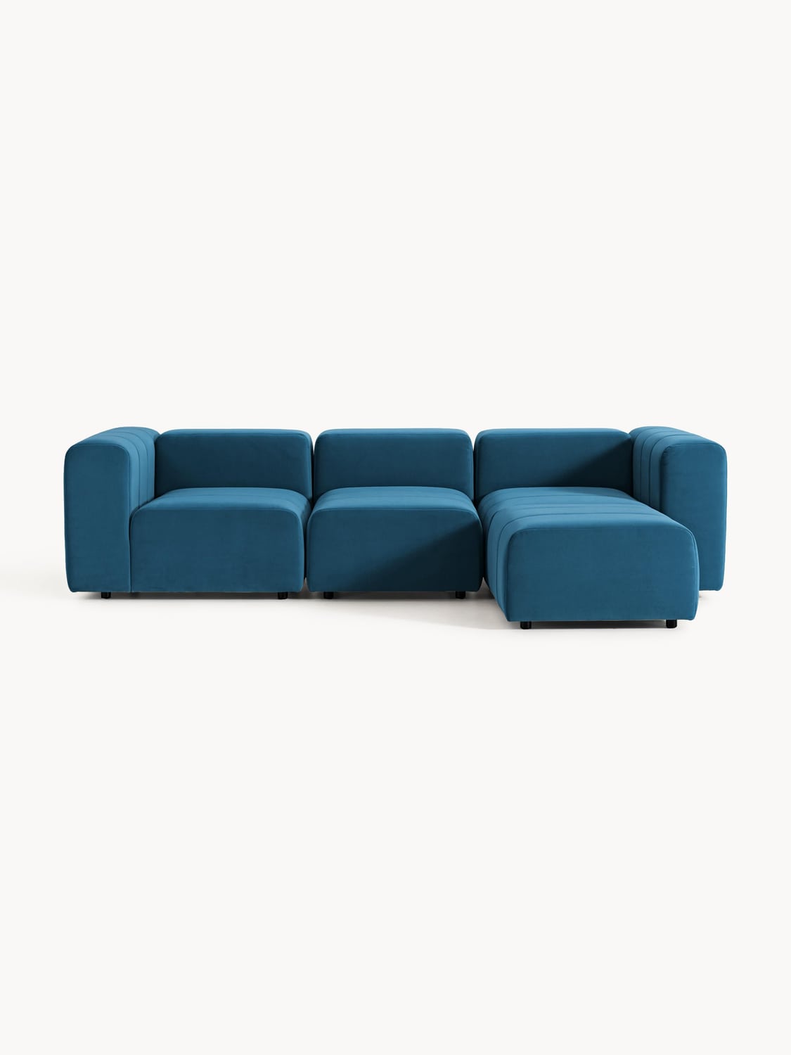Lena Modular Velvet-Sofa (4-seater) with Ottoman (left/right) — Petrol