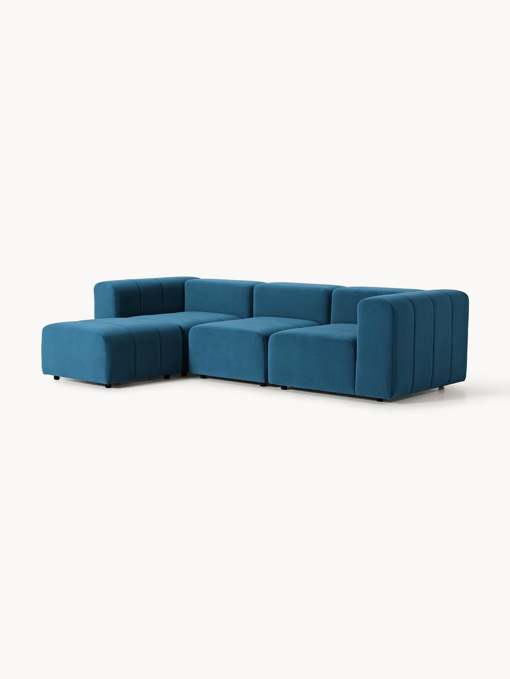 Lena Modular Velvet-Sofa (4-seater) with Ottoman (left/right) — Petrol