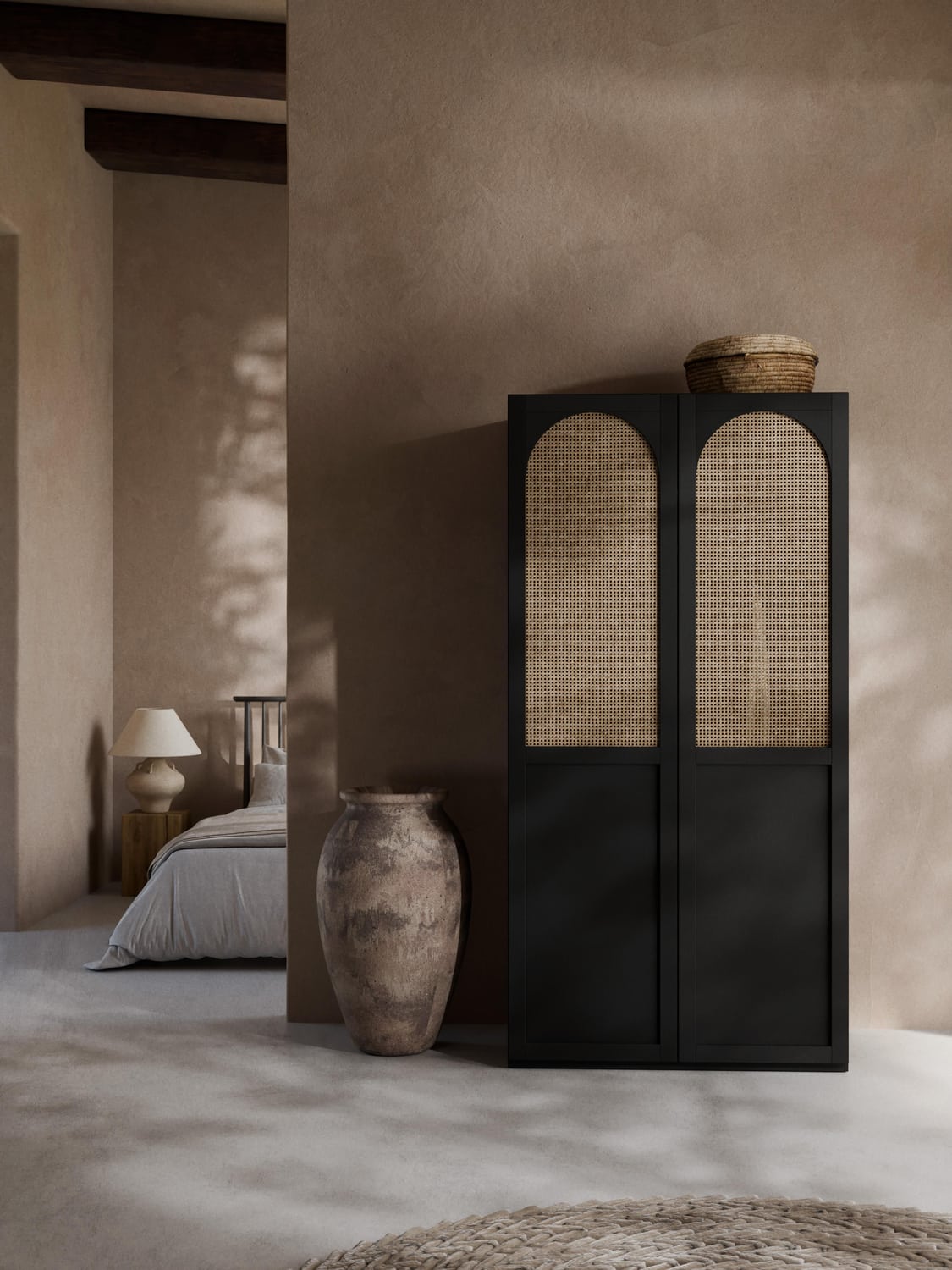 Jeanne Modular Hinged-Door Wardrobe, 100 cm Width, in various sizes — Anthracite