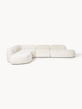 Wolke XL Modular Teddy Bouclé Corner Sofa with Chaise Longue — Ivory