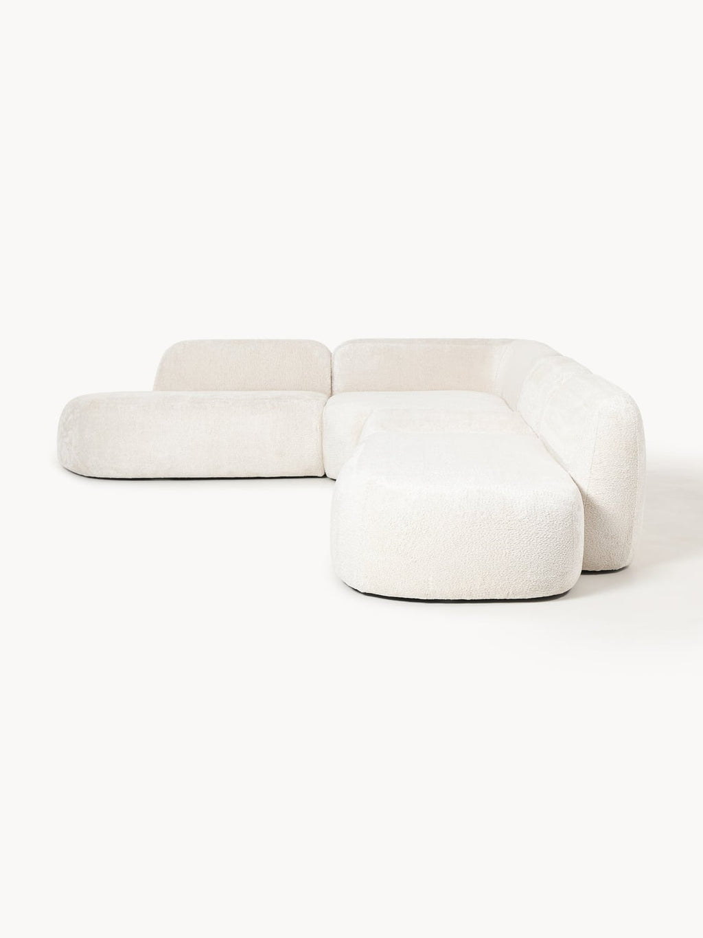 Wolke XL Modular Teddy Bouclé Corner Sofa with Chaise Longue — Ivory