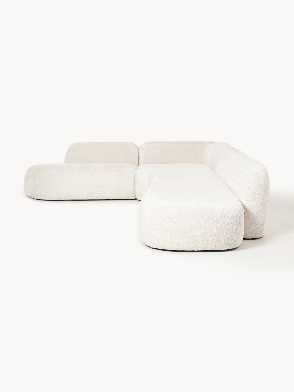 Wolke XL Modular Teddy Bouclé Corner Sofa with Chaise Longue — Ivory