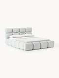 Tayla Upholstered Bed in Bouclé — Pearl Grey
