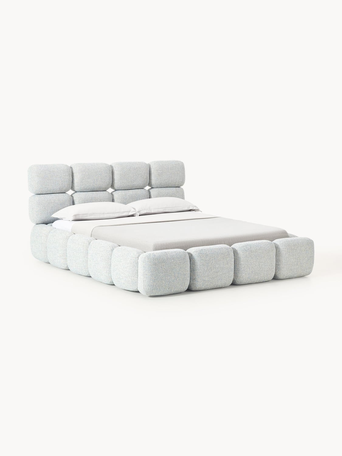 Tayla Upholstered Bed in Bouclé — Pearl Grey