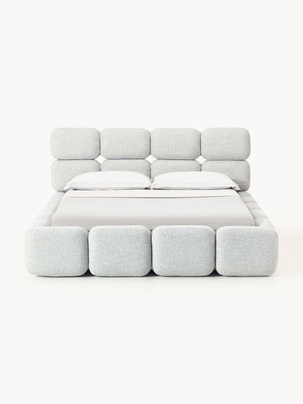 Tayla Upholstered Bed in Bouclé — Pearl Grey