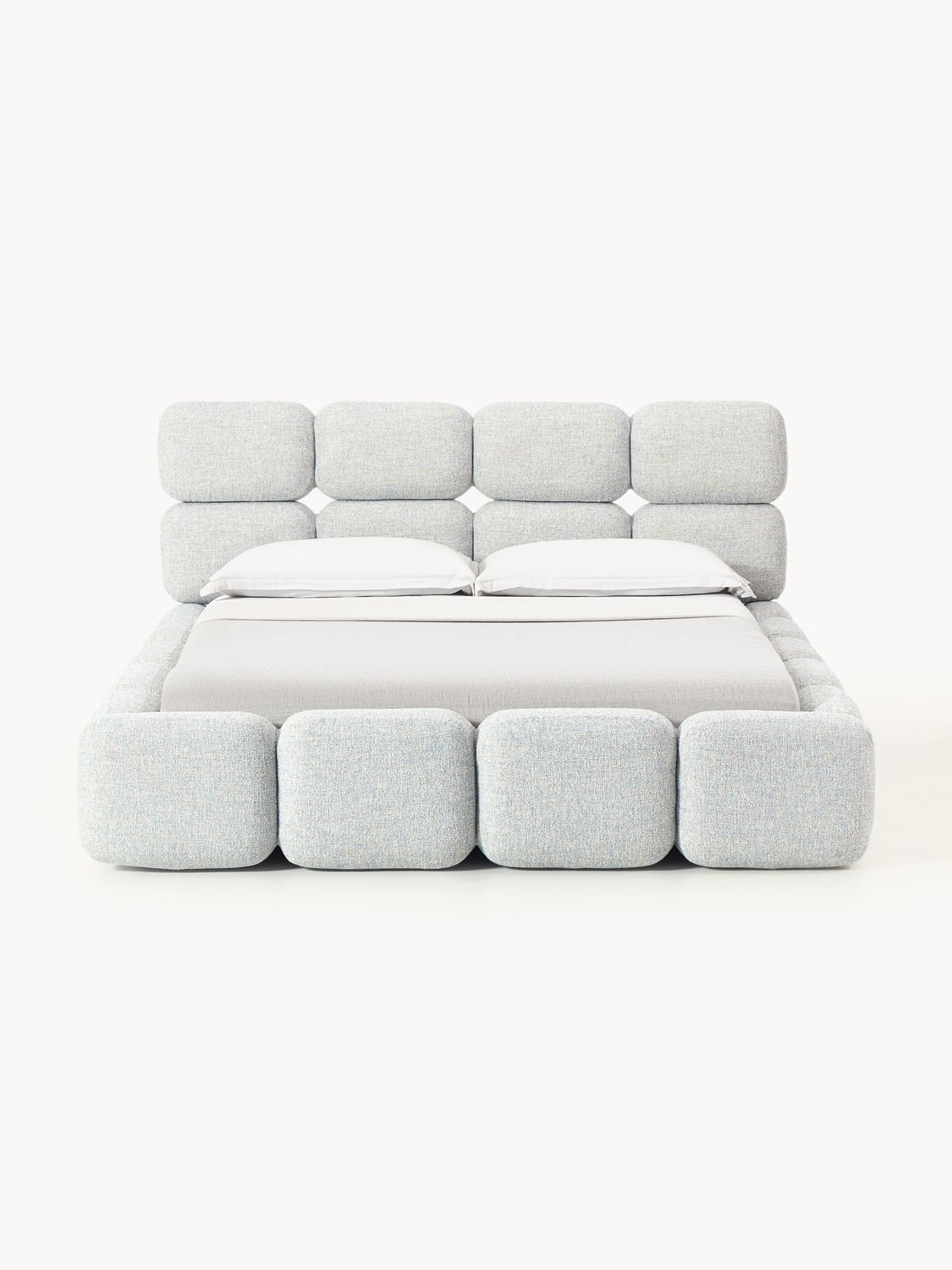 Tayla Upholstered Bed in Bouclé — Pearl Grey
