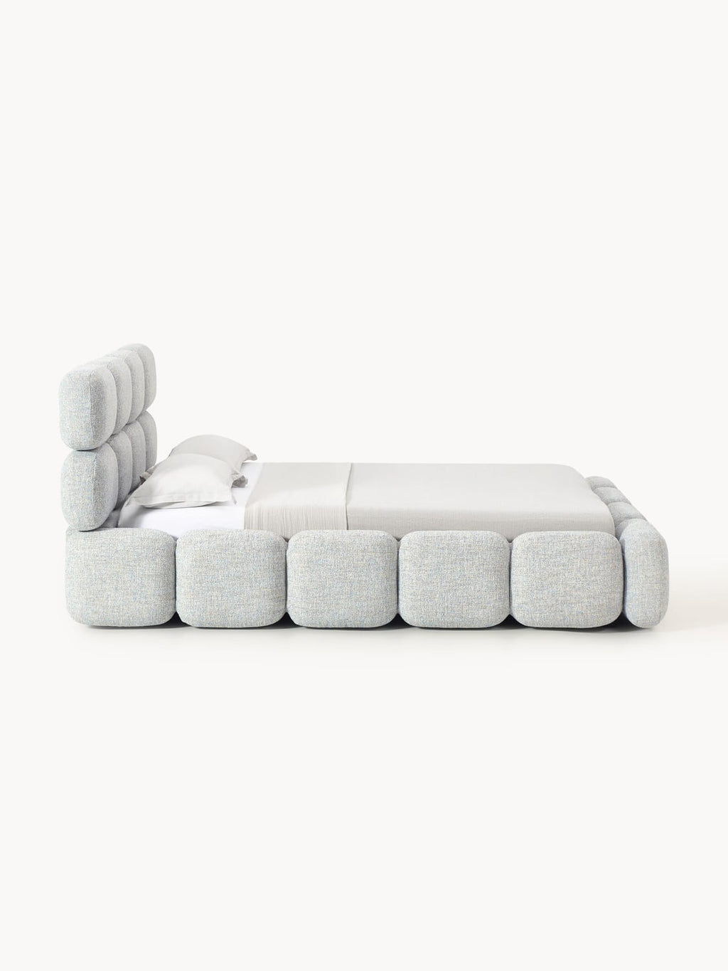 Tayla Upholstered Bed in Bouclé — Pearl Grey