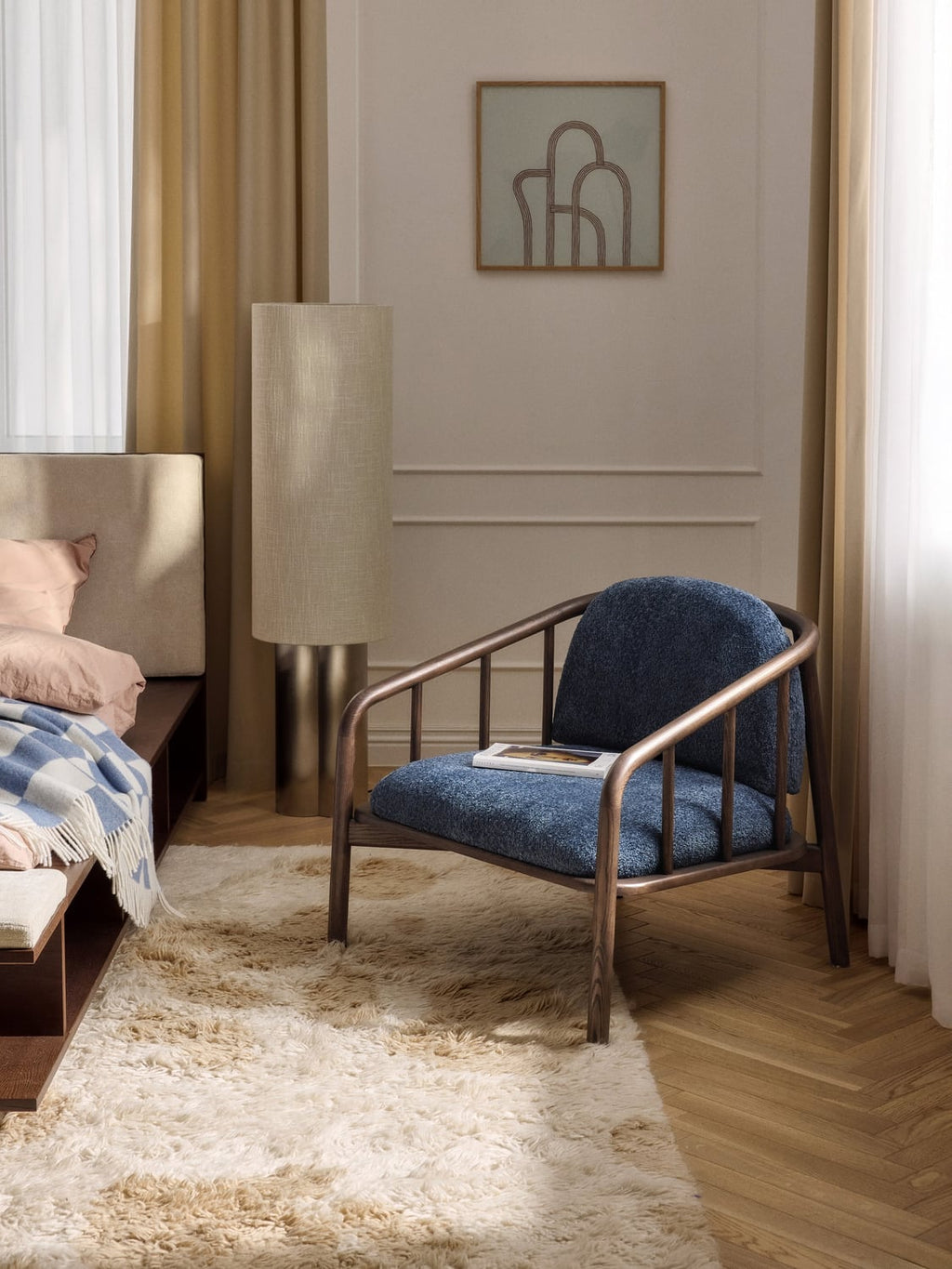 Balin Lounge Chair in Ash with Teddy Upholstery — Mushroom