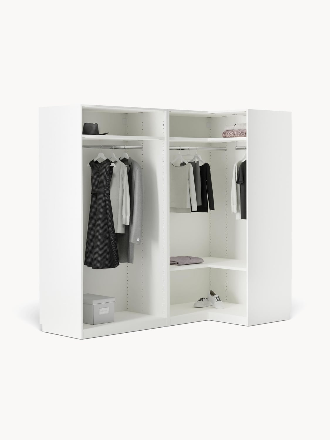 Simone Modular Corner Wardrobe, 215 cm Width, in various sizes — Off-White